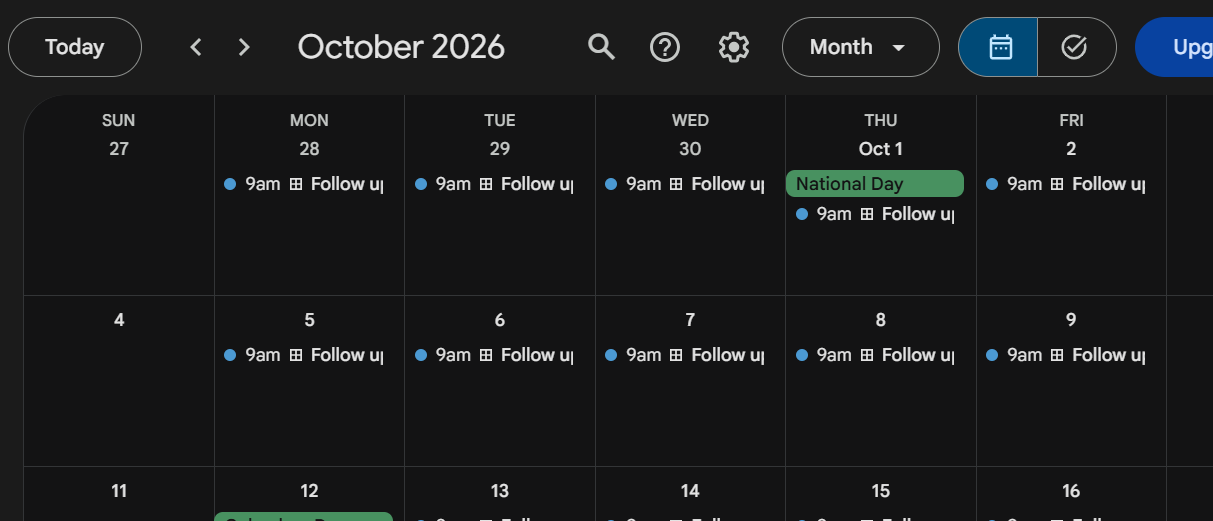 Follow-Up Calendar